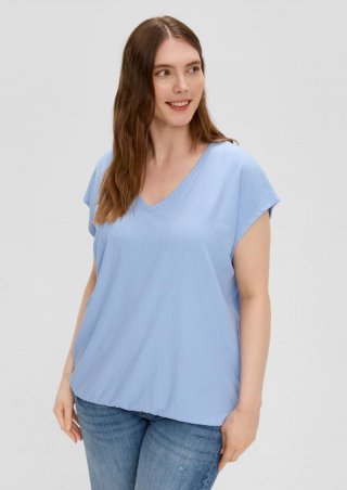 s.Oliver Jersey-Shirt mit überschnittenen Schultern und elastischem Saum - himmelblau