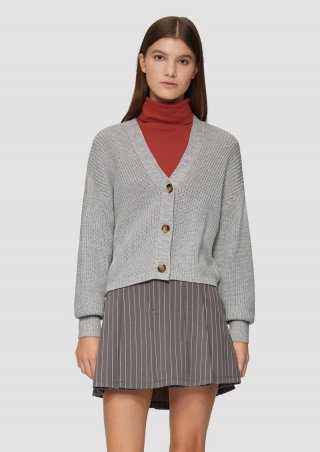 s.Oliver Strickjacke aus Baumwollmix - grau meliert