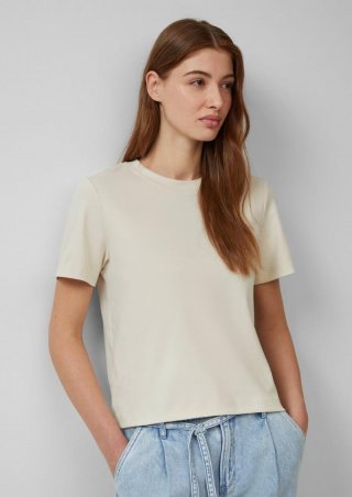 s.Oliver T-Shirt aus Interlockjersey mit Rundhalsausschnitt - natur