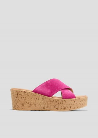 s.Oliver Sandalen aus Leder mit Keilabsatz - pink