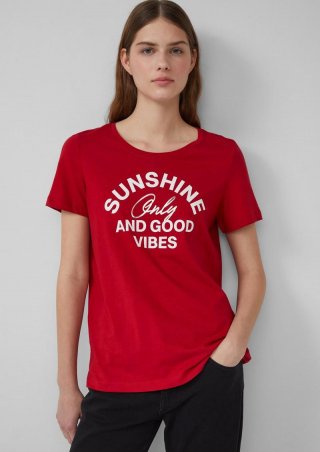 s.Oliver Jersey-T-Shirt mit Frontprint - mohnrot