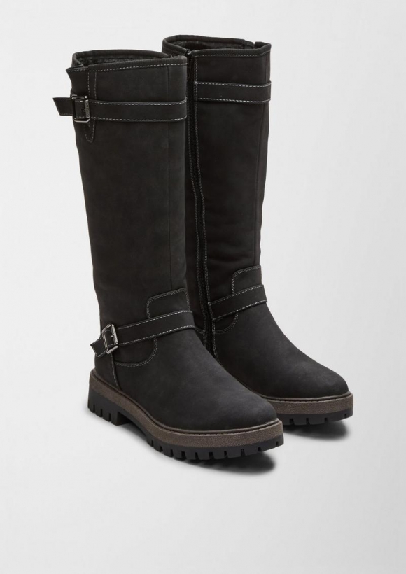 s.Oliver Stiefel in Veloursleder-Optik - schwarz