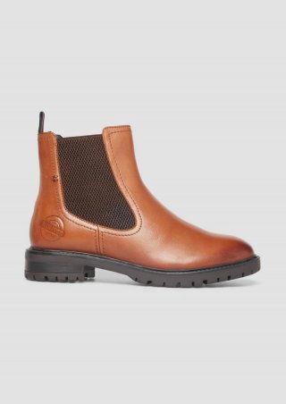 s.Oliver Chelsea Boots aus Schafsleder - cognac
