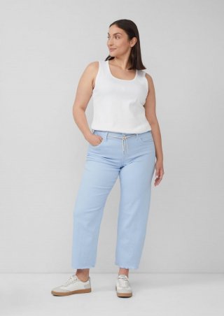 s.Oliver Cropped-Jeans / Straight Fit / Mid Rise / Straight Leg / offener Saum - hellblau