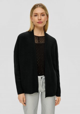 s.Oliver Verschlussloser Cardigan aus weichem Wollmix - schwarz