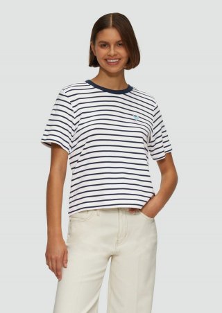 s.Oliver Ringelshirt mit Stickerei - tiefblau