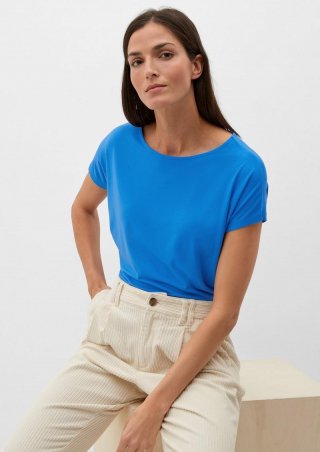 s.Oliver Ärmelloses T-Shirt aus fließendem Viskosestretch - royalblau
