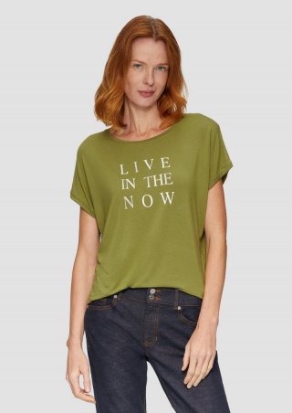 s.Oliver T-Shirt aus Viskosestretch mit Frontprint - guacamole