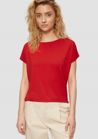 s.Oliver Fließendes Jersey-Shirt mit überschnittenen Schultern - rot