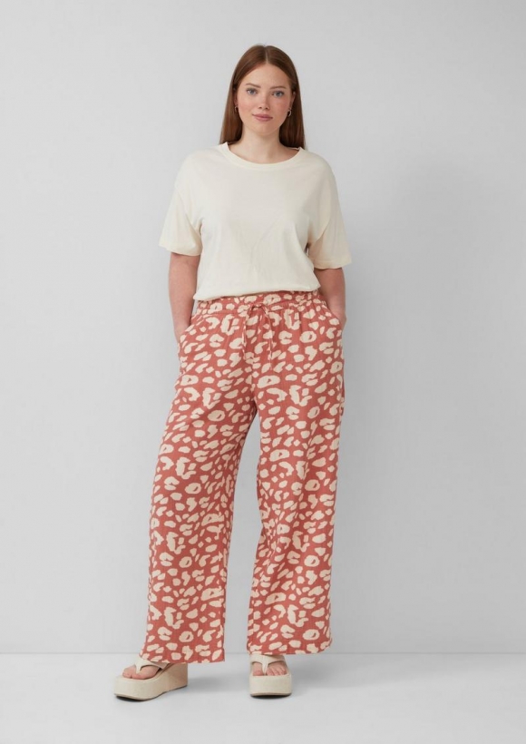 s.Oliver Gemusterte Hose aus Musselin - papaya