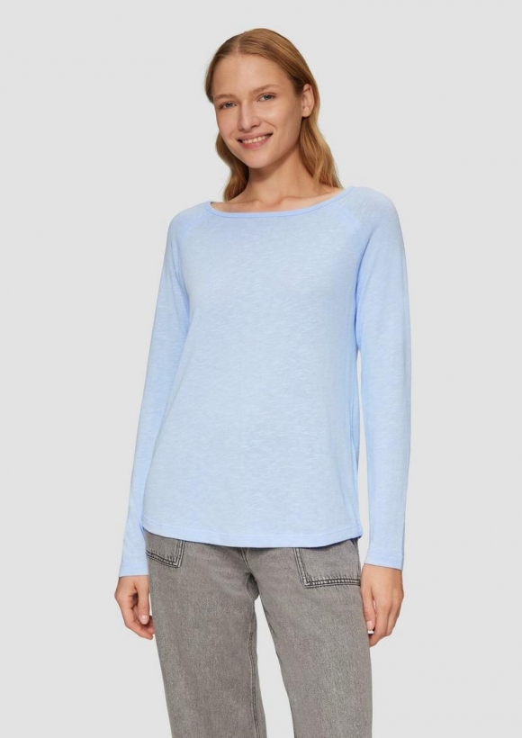 s.Oliver Langarmshirt mit Flammgarnstruktur und Raglanärmeln - hellblau