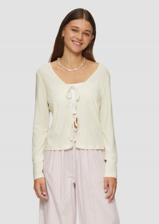 s.Oliver Jersey-Jacke mit Schleifen-Details - beige