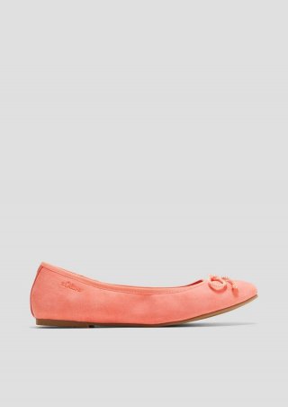s.Oliver Ballerinas in Leder-Optik mit Schleife - koralle