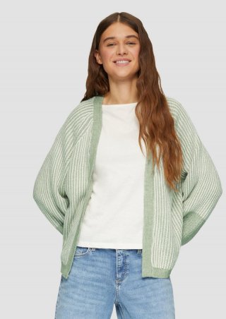 s.Oliver Softe Strickjacke mit Colour-Blocking - salbeigrün