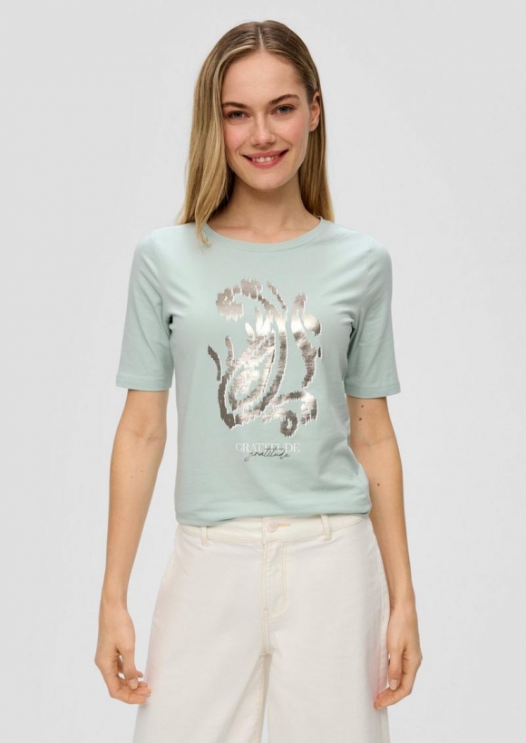 s.Oliver T-Shirt aus Baumwollstretch - helles türkis