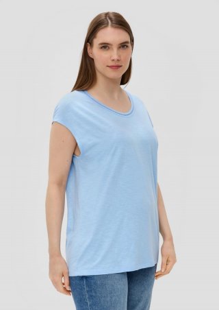 s.Oliver T-Shirt mit V-Ausschnitt im Relaxed Fit - himmelblau