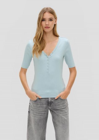 s.Oliver Shirt mit Rippstruktur - helles türkis
