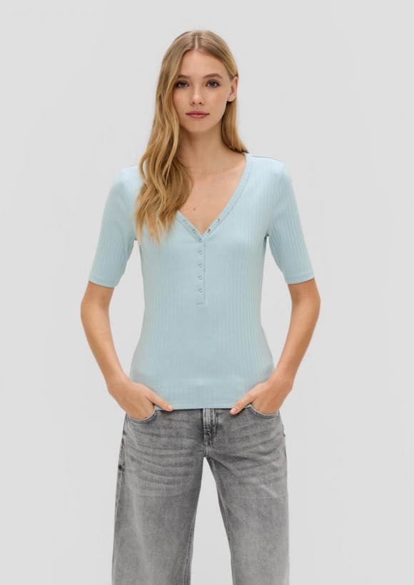 s.Oliver Shirt mit Rippstruktur - helles türkis