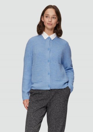 s.Oliver Strickjacke aus Alpakamix mit aufgesetzten Taschen - himmelblau