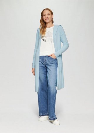 s.Oliver Long-Cardigan mit Kapuze - arktisblau