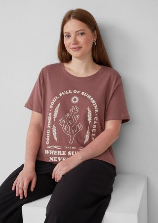 s.Oliver Baumwoll T-Shirt mit Frontprint - altrosa