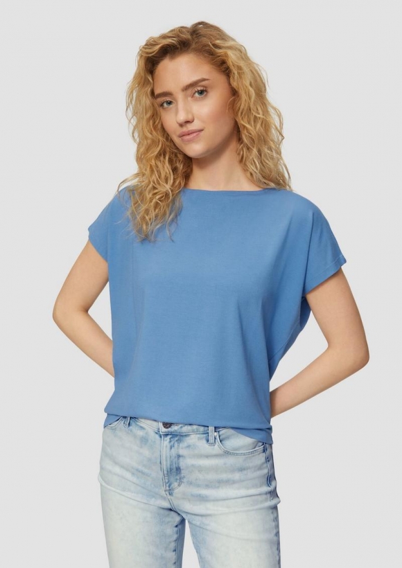 s.Oliver Fließendes Jersey-Shirt mit überschnittenen Schultern - royalblau
