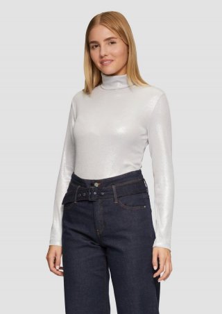 s.Oliver Langarmshirt mit Silber-Coating im Slim Fit - silber