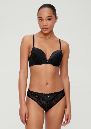 s.Oliver Push Up mit Spitze - schwarz