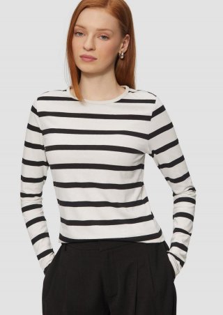 s.Oliver Schmales Ringelshirt mit Rundhalsausschnitt - schwarz