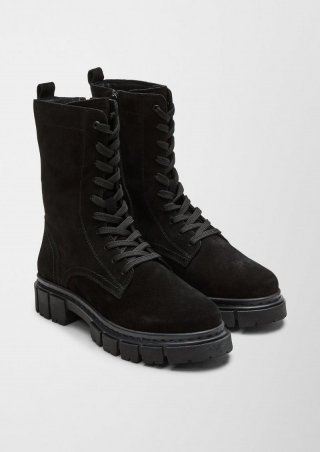 s.Oliver Stiefel aus Veloursleder - schwarz