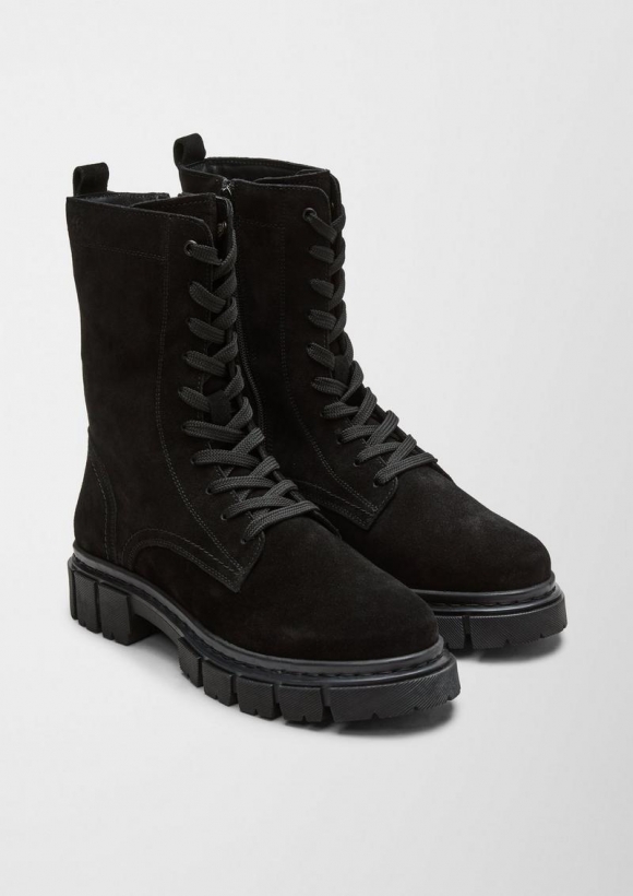 s.Oliver Stiefel aus Veloursleder - schwarz