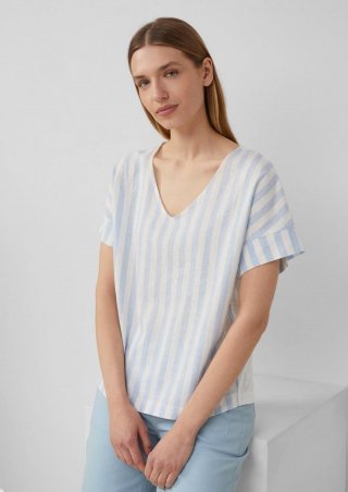 s.Oliver T-Shirt im Fabricmix mit Leinenanteil - hellblau