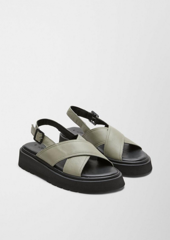 s.Oliver Sandalen aus Echtleder - helles olivgrün
