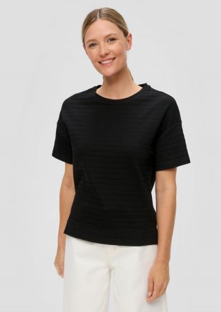 s.Oliver T-Shirt mit Musterstruktur - schwarz