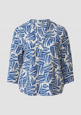 s.Oliver Bluse aus strukturiertem Viskosemix mit All-over-Print - royalblau