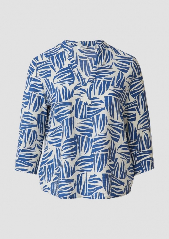 s.Oliver Bluse aus strukturiertem Viskosemix mit All-over-Print - royalblau