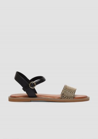 s.Oliver Riemchensandalen mit Glitzer-Details - schwarz