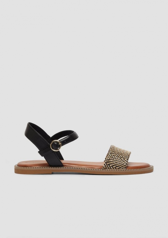 s.Oliver Riemchensandalen mit Glitzer-Details - schwarz