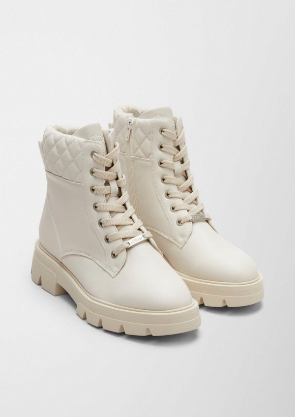 s.Oliver Stiefeletten mit Steppmuster - ecru