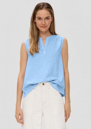 s.Oliver Ärmelloses Shirt mit Tunika-Ausschnitt und Garment Dye - himmelblau