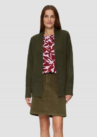 s.Oliver Flauschige Strickjacke in Oversize - olivgrün