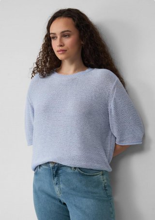 s.Oliver Kurzarmpullover aus Bändchengarn - hellblau
