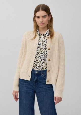 s.Oliver Cardigan aus Baumwollmix in Ripp-Optik - helles sand
