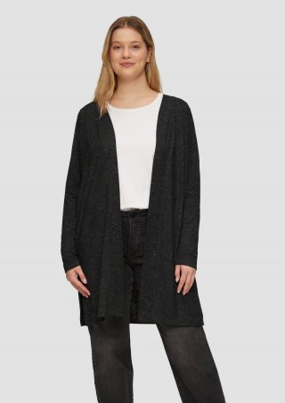 s.Oliver Langer Cardigan mit Glitzergarn - schwarz