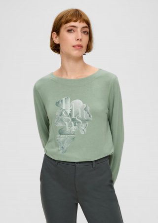 s.Oliver Longsleeve aus Viskosestretch - salbeigrün