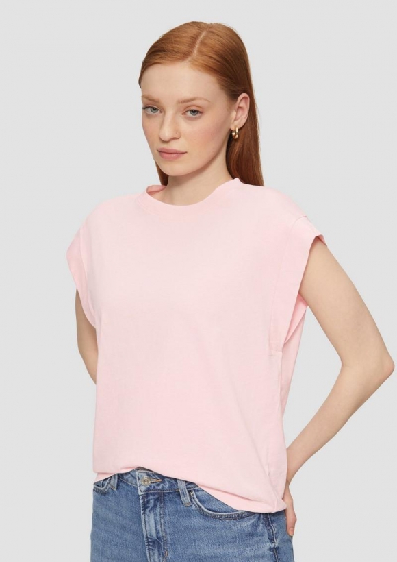 s.Oliver Baumwollshirt mit überschnittenen Schultern - zartrosa