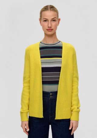 s.Oliver Offene Strickjacke aus Baumwollmix - senf