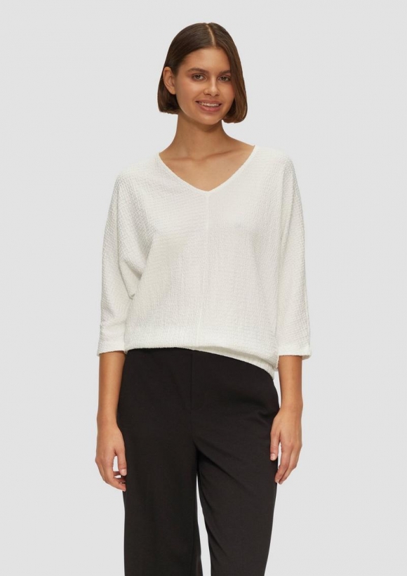 s.Oliver Fein Strukturiertes Jerseyshirt mit 3/4-Fledermausärmeln - ecru s.Oliver Fein Strukturiertes Jerseyshirt mit 3/4-Fledermausärmeln - ecru