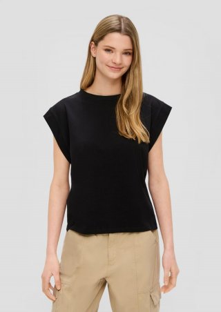 s.Oliver T-Shirt mit Kappärmeln - schwarz