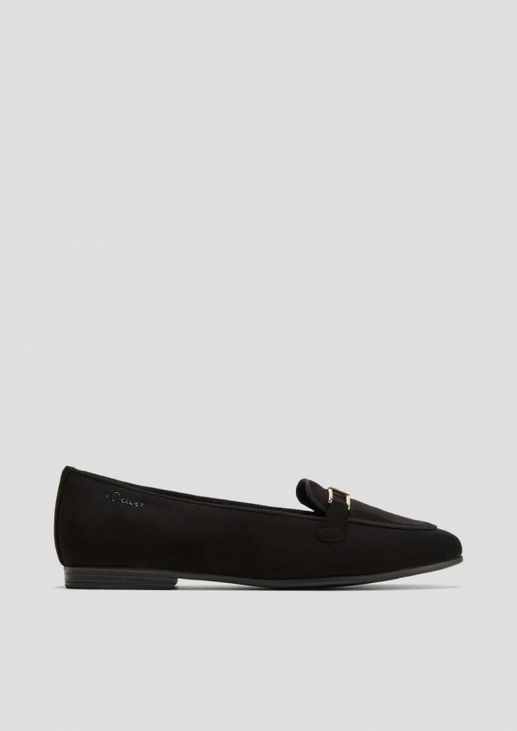 s.Oliver Slipper mit Schmuck-Detail - schwarz